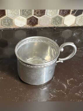 Vintage Sterling Silver Baby Cup Monogrammed Angela